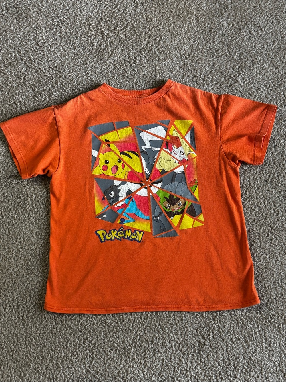 Pokemon Orange Kids Short Sleeve Tee with Multicolor Character Graphic